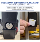 Fechadura Eletr Agl 12v Ultra Card Ch Simp Mf 13,56mhz Pt